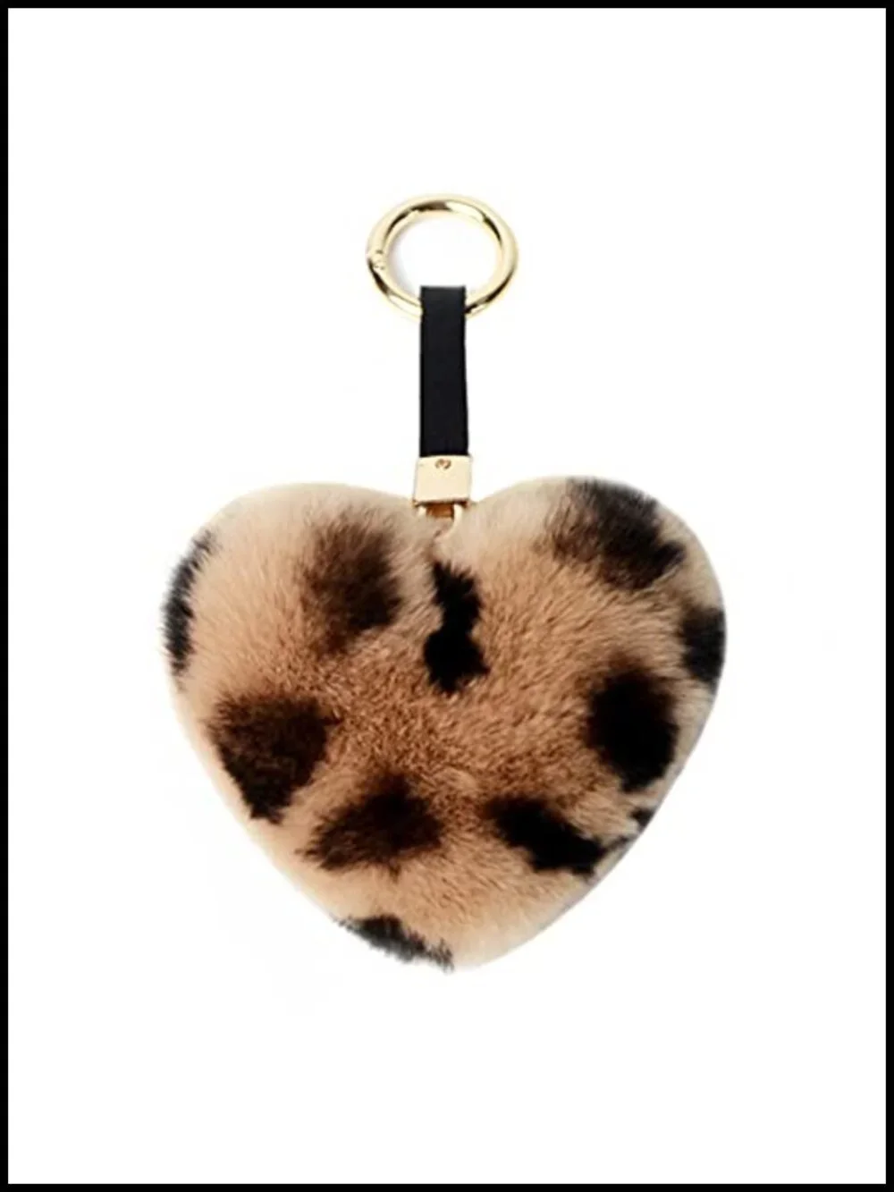 Genuine Rex Rabbit Fur Heart Keychain Charm Bag Accessory